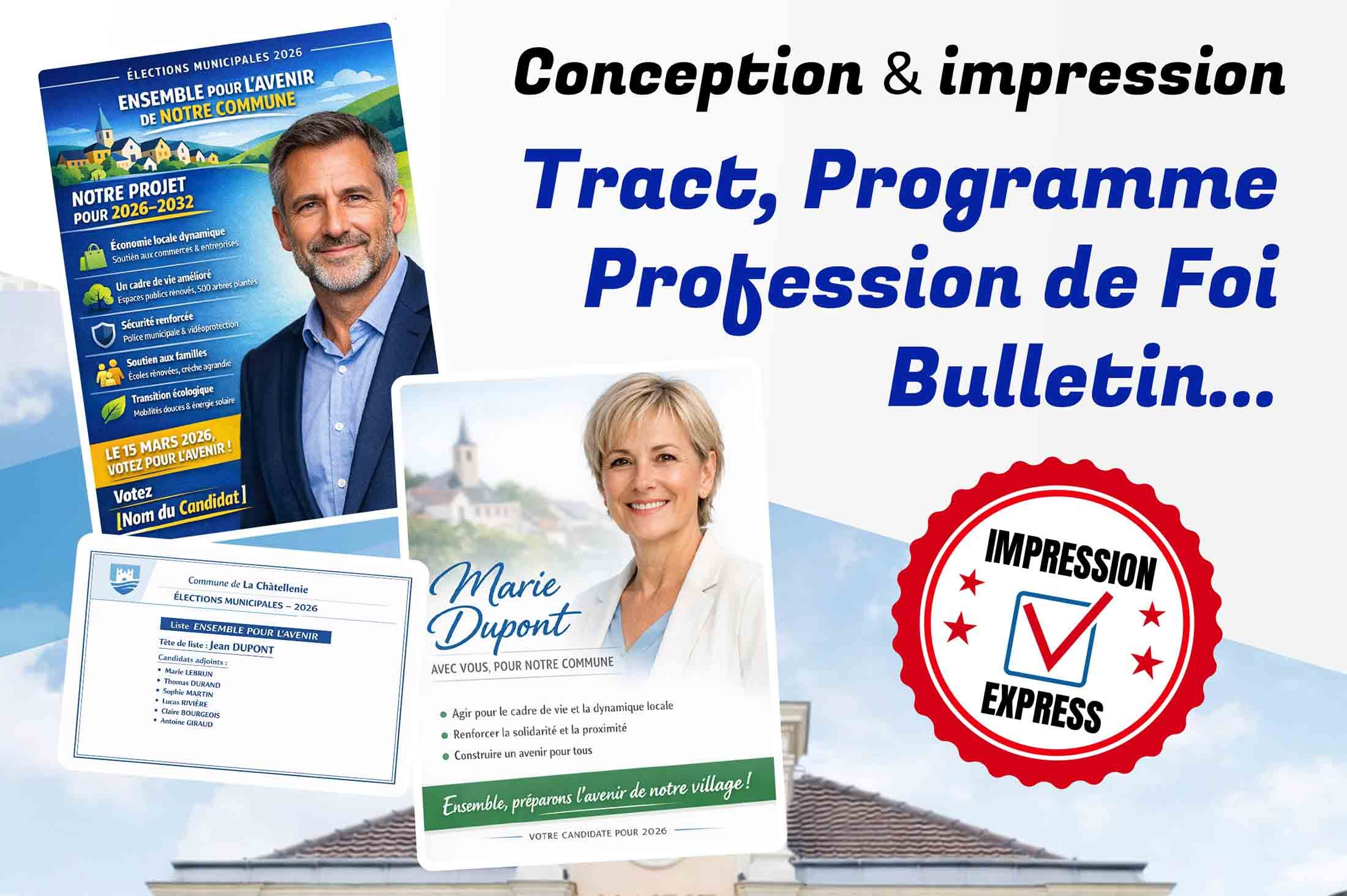 ALTAprod réalise la conception et l'impression de vos tracts, bulletins et programmes de campagne pour les élections municipales 2026